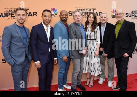 Derek Hough, John Legend, Brandon Victor Dixon, Andrew Lloyd Webber, Sara Bareilles, Craig Zadan e Neil Meron hanno partecipato all'evento FYC "Jesus Christ Superstar Live in Concert" tenutosi al Teatro Egizio il 21 maggio 2018 Foto Stock