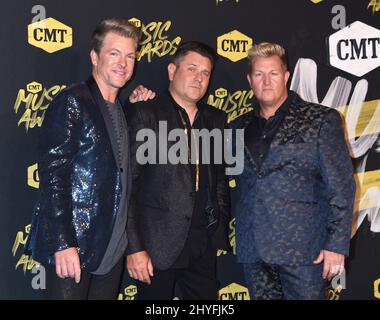 Joe Don Rooney, Jay DeMarcus e Gary LeVox ai CMT Music Awards 2018 che si sono tenuti alla Bridgestone Arena il 6 giugno 2018 a Nashville, Tennessee Foto Stock