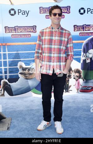 Andy Samberg al 'Hotel Transilvania 3: Summer Vacation' World Premiere tenuto al Regency Village Theatre il 30 giugno 2018 a Westwood, CA. Foto Stock