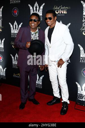 Tito Jackson, Jackie Jackson alla Celebrazione di compleanno del 60th del Diamante di Michael Jackson, tenutasi al Mandalay Bay Resort & Casino il 29 agosto 2018 a Las Vegas Foto Stock