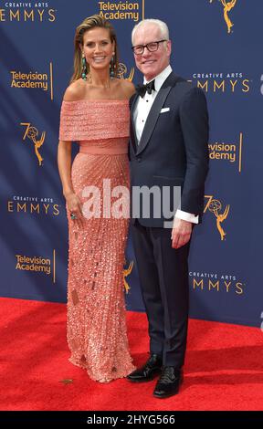 Heidi Klum e Tim Gunn arrivano al Primetime Creative Arts Emmy Awards 70th che si tiene al Microsoft Theatre L.A. Live il 9 settembre 2018 a Los Angeles, CA. Foto Stock