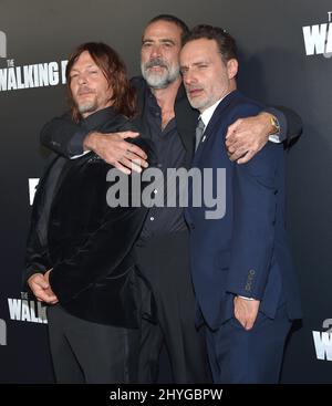 Norman Reedus, Andrew Lincoln e Jeffrey Dean Morgan arrivano alla prima stagione 'The Walking Dead' 9 al DGA Theatre Complex Foto Stock