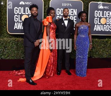 Ryan Coogler, Danai Gurira, Michael B. Jordan e Lupita Nyong'o in occasione dei Golden Globe Awards 76th che si tengono presso il Beverly Hilton Hotel il 6 gennaio 2019 a Beverly Hills, CA. Foto Stock