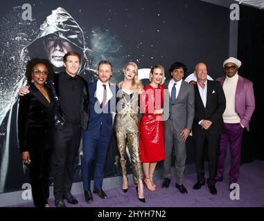 Charlayne Woodard, Spencer Treat Clark, James McAvoy, Anya Taylor-Joy, Sarah Paulson, M. Night Shyamalan, Bruce Willis & Samuel L. Jackson partecipa al 'Glass' New York Premiere tenuto al SVA Theatre il 15 gennaio 2019 a New York City, NY Foto Stock