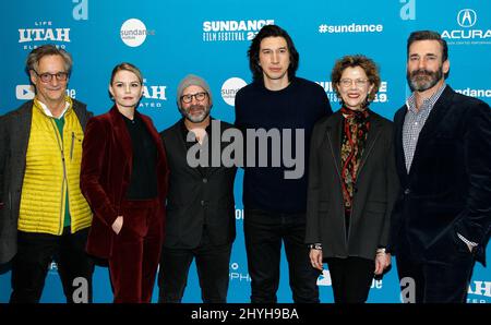 John Rothman, Jennifer Morrison, Scott Z. Burns, Adam driver, Annette BENING e Jon Hamm alla prima di 'The Report' durante il Sundance Film Festival del 2019 che si tiene al Teatro Eccles il 26 gennaio 2019 a Park City. Foto Stock