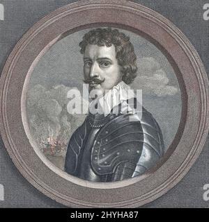 Thomas Wentworth, 1st Conte di Strafford, 1593 - 1641. Barone di Raby aka Sir Thomas Wentworth Barone di Newmarch e Oversley. Statista inglese giustiziato dopo che un disegno di legge di Attainder è stato portato contro di lui dal Parlamento. Dopo un lavoro di Charles Louis Simonneau da un dipinto di Adriaen van der Werff. Successiva colorazione. Foto Stock