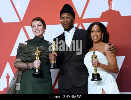 Olivia Colman, Mahershala Ali e Regina King al '91st Annual Academy Awards' - Sala Stampa tenutasi al Dolby Theatre Foto Stock