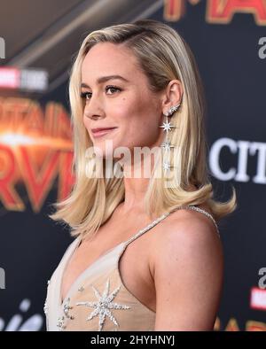 Brie Larson alla prima mondiale del 'Captain Marvel' tenuto al Teatro El Capitan il 4 marzo 2019 a Hollywood, CA. Foto Stock