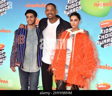 Will Smith e Naomi Scott in arrivo al Nickelodeon's Kids' Choice Awards 2019 presso il Galen Center il 23 marzo 2019 a Los Angeles, California. Foto Stock