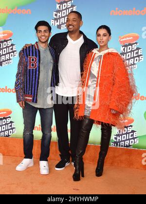 Will Smith e Naomi Scott in arrivo al Nickelodeon's Kids' Choice Awards 2019 presso il Galen Center il 23 marzo 2019 a Los Angeles, California. Foto Stock