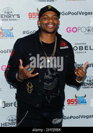 Jimmie Allen arriva al Flamingo GO Pool e 95,5 alla Bull Country Concert Series al Flamingo Hotel and Casino il 7 maggio 2019 a Las Vegas, Nevada Foto Stock