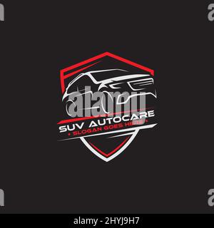 SUV auto auto auto cura logo disegni schermo, vintage retro logo per auto o modello di modifica auto Illustrazione Vettoriale