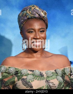 Aisha Hinds che arriva alla "Godzilla: Re dei mostri" Foto Stock