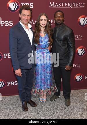 Dominic West, Lily Collins e David Oyelowo frequentano una fotocall per Les Miserables a Los Angeles, California Foto Stock