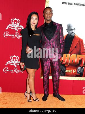 Jessie T. Usher & Tristin Mays frequentando la prima di Shaft a New York Foto Stock