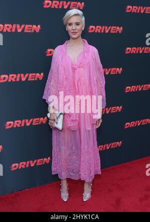 Maggie Grace frequenta la prima di Driven, a Los Angeles, California Foto Stock