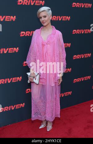 Maggie Grace frequenta la prima di Driven, a Los Angeles, California Foto Stock