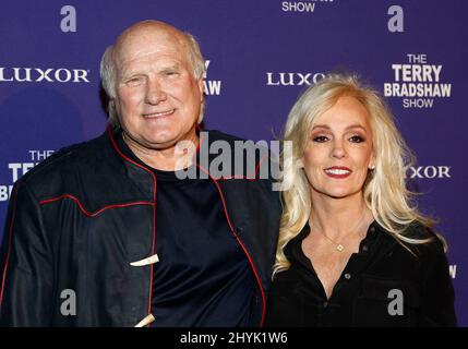 Terry Bradshaw, Tammy Bradshaw al Terry Bradshaw Show debutto notturno di apertura tenuto al Luxor Hotel and Casino Foto Stock