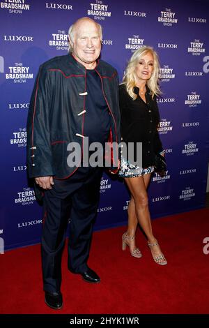 Terry Bradshaw, Tammy Bradshaw al Terry Bradshaw Show debutto notturno di apertura tenuto al Luxor Hotel and Casino Foto Stock