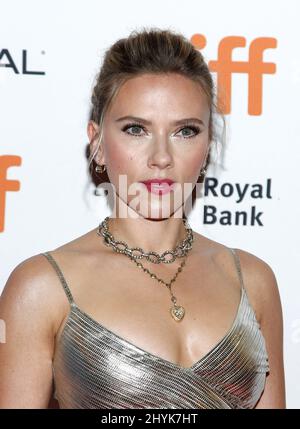 Scarlett Johansson arriva alla prima di 'Jojo Rabbit' durante il Toronto International Film Festival 2019 tenuto al Princess of Wales Theatre il 8 settembre 2019 a Toronto, Canada Foto Stock