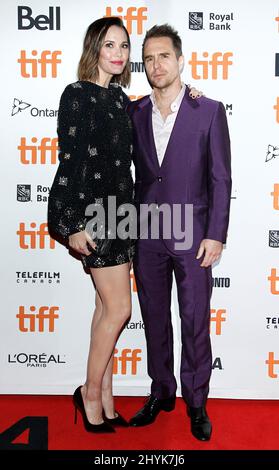 Leslie Bibb e Sam Rockwell arrivano alla prima di 'Jojo Rabbit' durante il Toronto International Film Festival 2019 tenuto al Princess of Wales Theatre il 8 settembre 2019 a Toronto, Canada Foto Stock