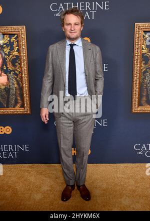 Jason Clarke alla prima di Los Angeles della HBO 'Catherine the Great' tenuta al Museo Hammer il 17 ottobre 2019 a Westwood, USA. Foto Stock