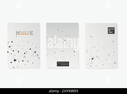 Impostare i modelli vettoriali per le diapositive di presentazione. Background vettoriale con struttura molecolare. Progettazione di modelli di layout Illustrazione Vettoriale