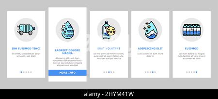 Water Delivery Service Business Onboarding icone Set Vector Illustrazione Vettoriale