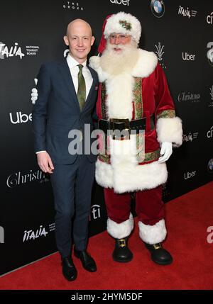 Isaac Slade e Babbo Natale al 2019 Natale al The Grove: Un'illuminazione festosa dell'albero che si tiene al Grove il 17 novembre 2019 a Los Angeles. Foto Stock