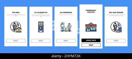 Water Delivery Service Business Onboarding icone Set Vector Illustrazione Vettoriale