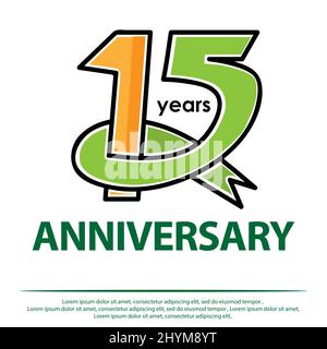 15 anni modello di disegno anniversario. vettore logo celebrazione Illustrazione Vettoriale