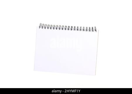Notebook isolato su sfondo bianco, spazio vuoto per il testo Foto Stock