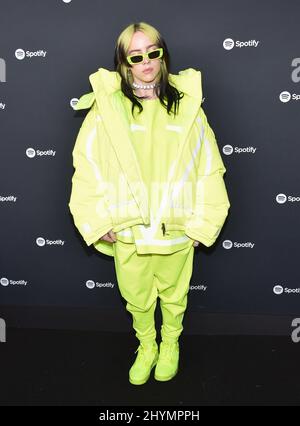 Billie Eilish arriva al Spotify Best New Artist 2020 Party, al Lot il 23 gennaio 2020 a West Hollywood, Los Angeles. Foto Stock