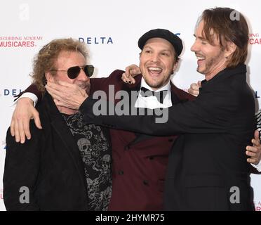 Sammy Hagar, Gavin DeGraw e Rick Springfield frequentando la MusiCares Person of the Year honoring Aerosmith, tenutasi a Los Angeles, California Foto Stock