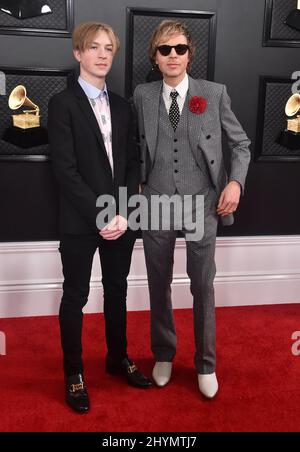 Beck partecipa ai GRAMMY Awards 2020 che si tengono presso lo Staples Center di Los Angeles, California. Foto Stock