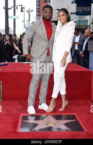 A Curtis '50 Cent' Jackson e Jamira Haines si unisce Jamira Haines alla sua cerimonia della stella della Hollywood Walk of Fame il 30 gennaio 2020 a Hollywood, CA. Foto Stock