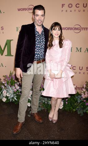 Jonathan Scott e Zooey Deschanel hanno partecipato all'Emma Premier, tenuto presso il Directors Guild of America Theatre di Los Angeles, USA martedì 18 febbraio 2020. Foto Stock