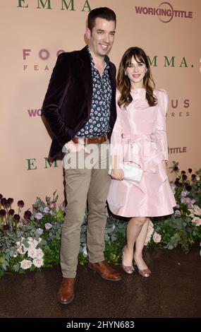 Jonathan Scott e Zooey Deschanel hanno partecipato all'Emma Premier, tenuto presso il Directors Guild of America Theatre di Los Angeles, USA martedì 18 febbraio 2020. Foto Stock