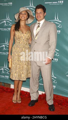 Vanessa Minnillo & Nick Lachey partecipano al Kentucky Derby 133rd tenuto a Churchill Downs. Foto: UK Stampa Foto Stock