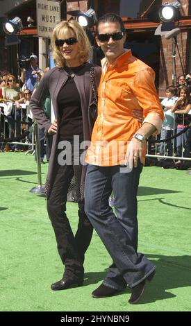 Melanie Griffith & Antonia Banderas partecipano a 'Shrek the Third' LA Premiere tenuto al Mann Village Theatre. Foto: UK Stampa Foto Stock