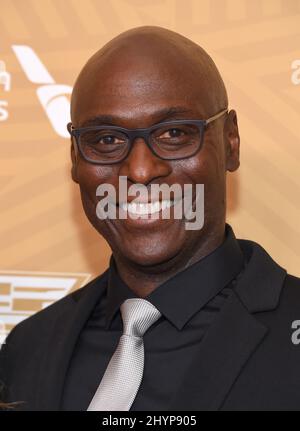 Lance Reddick partecipa all'evento di cerimonia American Black Film Festival Honors Awards, tenutosi al Beverly Hilton di Beverly Hills, California USA domenica 23 febbraio 2020 Foto Stock