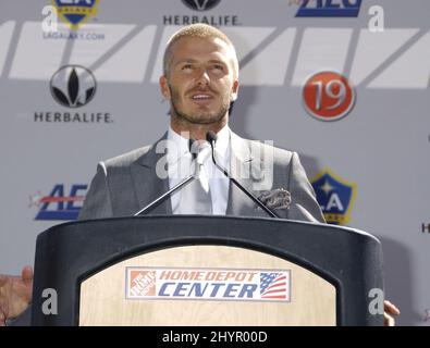 David Beckham Presentazione ufficiale della Los Angeles Galaxy tenuta presso l'Home Depot Center in California. Foto: UK Stampa Foto Stock