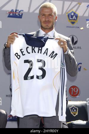 David Beckham Presentazione ufficiale della Los Angeles Galaxy tenuta presso l'Home Depot Center in California. Foto: UK Stampa Foto Stock