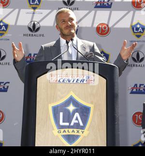 David Beckham Presentazione ufficiale della Los Angeles Galaxy tenuta presso l'Home Depot Center in California. Foto: UK Stampa Foto Stock