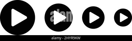 Una serie di icone dei pulsanti di riproduzione per dimensione. Vettori modificabili. Illustrazione Vettoriale