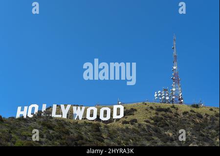 Hollywood Sign durante l'hollywoodiano Covid 19 il 11 aprile 2020 a Hollywood, CA. Foto Stock