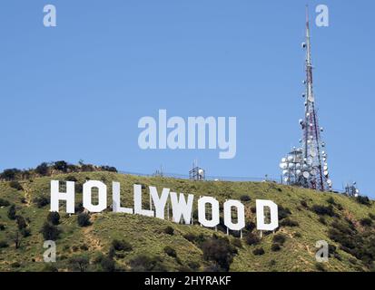 Hollywood Sign durante l'hollywoodiano Covid 19 il 24 aprile 2020 a Hollywood, CA. Foto Stock