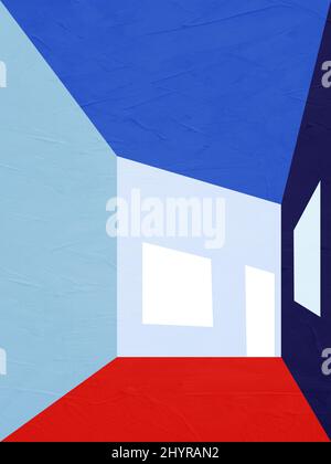 Arte astratta di forme geometriche con texture colorate. Foto Stock