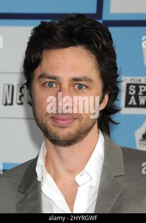 Zach Braff partecipa ai 2008 Film Independent's Spirit Awards che si tengono a Santa Monica Beach a Los Angeles. Foto Stock