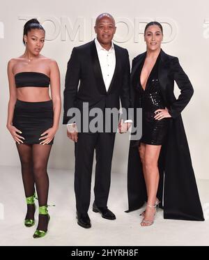 Dr Dre è in terapia intensiva dopo aver sofferto un aneurisma cerebrale il Lunedi a Los Angeles, CA. Truly Young, Dr. Dre e Nicole Young al Tom Ford AW20 show tenuto presso Milk Studios il 7 febbraio 2020 a Hollywood, CA. Foto Stock